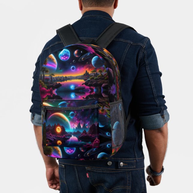 Mochila Impresa Mundo colorido, planetas alienígenas (Insitu (Modelo))