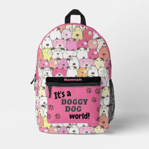 Mochila Impresa Mundo Perruno Rosa Mascota