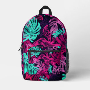Mochila Impresa Mundo púrpura florescente de hojas de palma