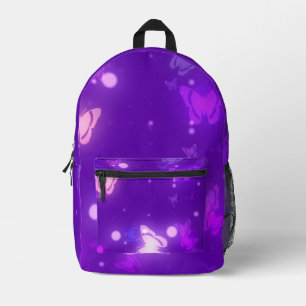 Mochila Impresa Mundo púrpura florescente de mariposas
