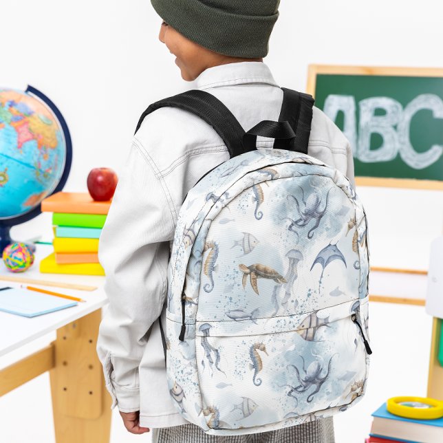 Mochila Impresa Mundo submarino caprichoso - Patrón de criaturas m (Subido por el creador)