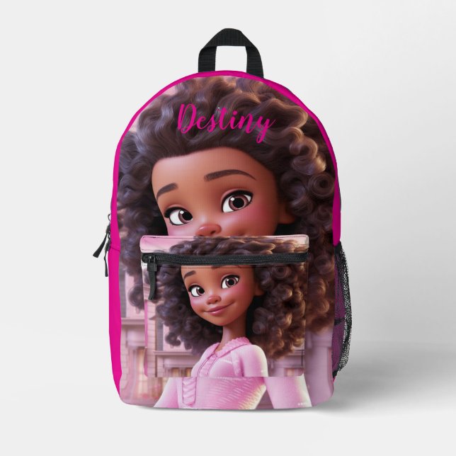 Mochila Impresa Muñeca negra personalizada (Anverso)