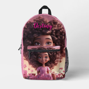Mochila Impresa Muñeca negra personalizada a cuadros