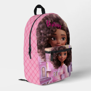 Mochila Impresa Muñeca negra personalizada a cuadros