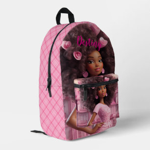 Mochila Impresa Muñeca negra personalizada a cuadros