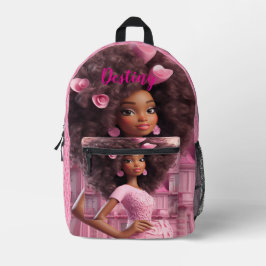 Mochila Impresa Muñeca negra personalizada a cuadros