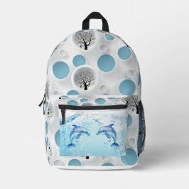 Mochila Impresa mural moderno abstracto de delfín azul lindo