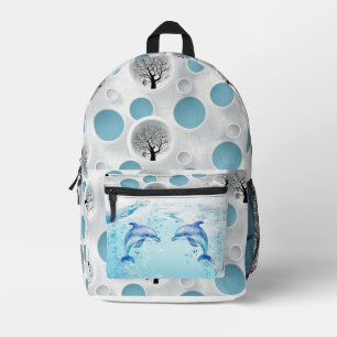 Mochila Impresa mural moderno abstracto de delfín azul lindo
