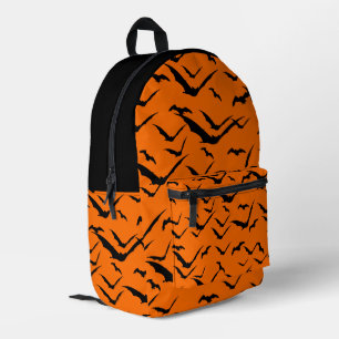 Mochila Impresa Murciélagos de Halloween Naranja Negro