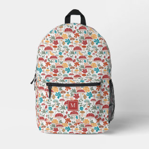 Mochila Impresa Mushrooms & Floral Media Century Patrón moderno