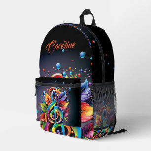 Mochila Impresa Música, aroma colorido con hojas.
