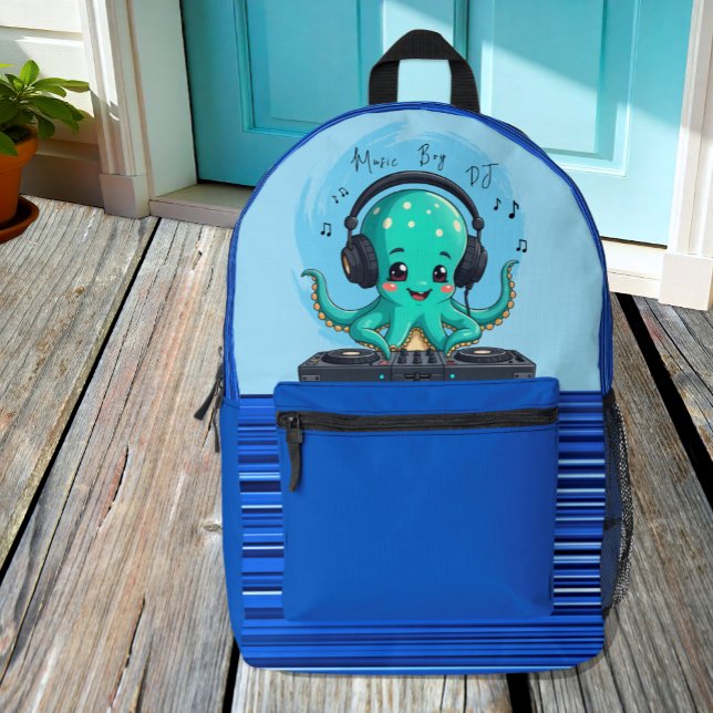 Mochila Impresa Música Boy, feliz Fiesta del DJ del pulpo (Subido por el creador)