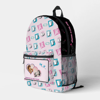 Mochila Impresa Música K-pop hallyu fan negro azul rosa dos fotos
