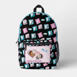 Mochila Impresa Música K-pop hallyu fan negro azul rosa dos fotos
