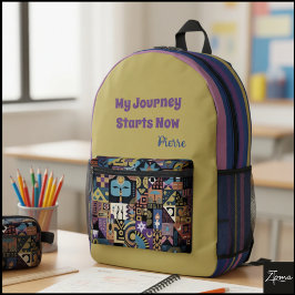 Mochila Impresa Muted Earthy Folk Art Patchwork Quilt