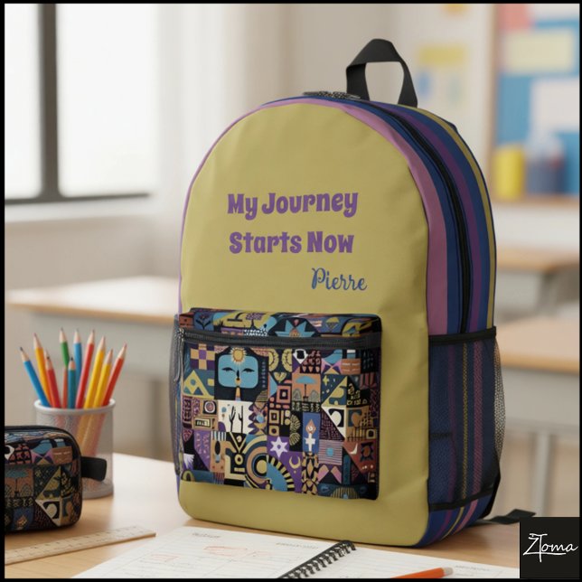 Mochila Impresa Muted Earthy Folk Art Patchwork Quilt (Subido por el creador)