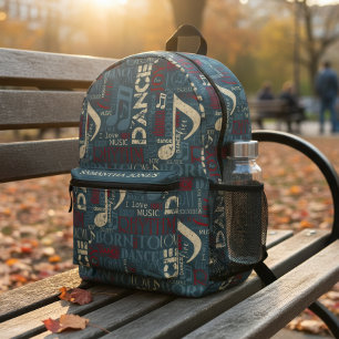 Mochila Impresa Nacido para Bailar Azul/Rojo/Dorado ID277