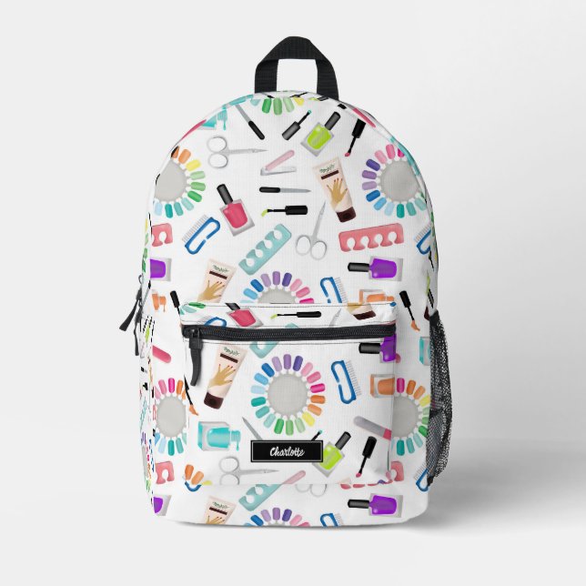 Mochila Impresa Nails Manicure Pedicure Beauty Makeup Custom Name (Anverso)