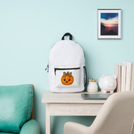Mochila Impresa Naranja Adorable Pequeña Calabaza Halloween Person