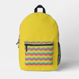 MOCHILA IMPRESA NARANJA AMARILLO BRILLANTE TIRA VERDE AZUL ROSA