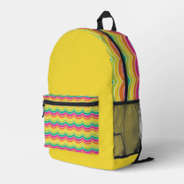 MOCHILA IMPRESA NARANJA AMARILLO BRILLANTE TIRA VERDE AZUL ROSA