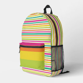 MOCHILA IMPRESA NARANJA AMARILLO BRILLANTE TIRA VERDE AZUL ROSA