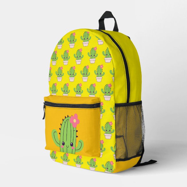 Mochila Impresa Naranja Amarillo Cute Cactus (Esquina derecha trasera )