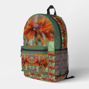 Mochila Impresa Naranja Black Eyed Susan Flower Art Personalizado