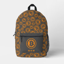 Naranja con estampado de bitcoin y personalizada e