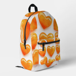 Mochila Impresa Naranja Corazones acuarela arte digital