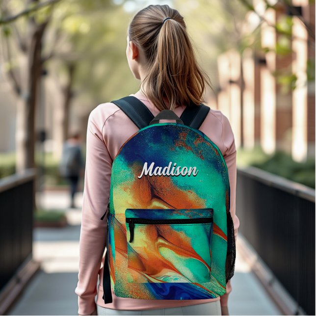 Mochila Impresa Naranja de lujo aqua faux gold purpurina arte de m (Subido por el creador)