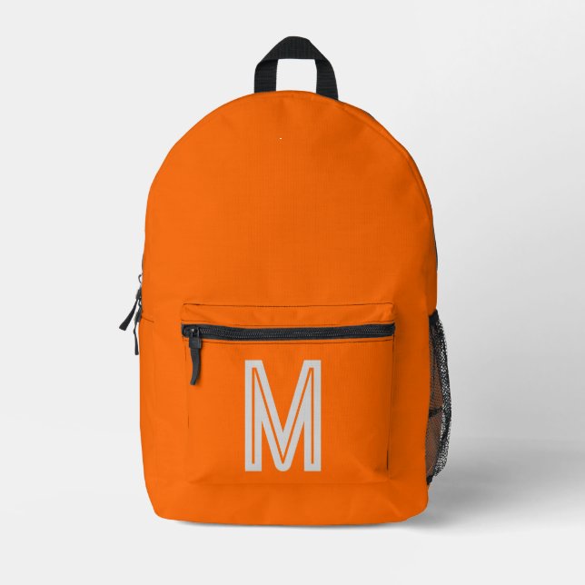 Mochila Impresa naranja de neón - monograma audaz (Anverso)