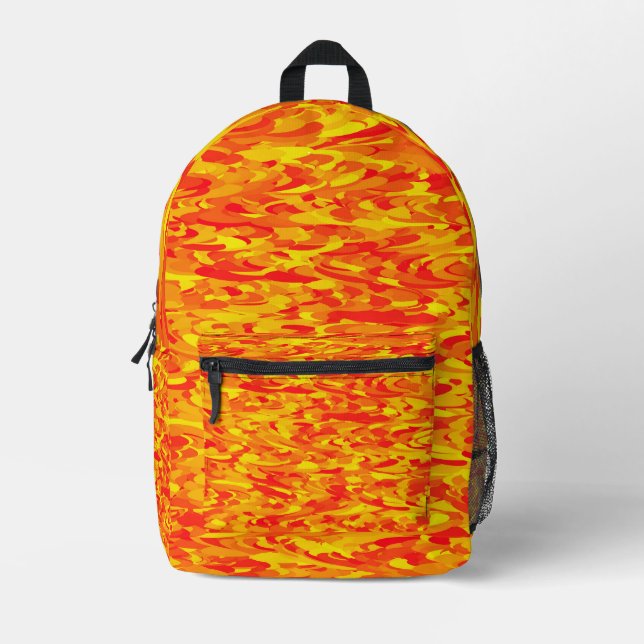 Mochila Impresa Naranja del patrón abstracto amarillo rojo (Anverso)