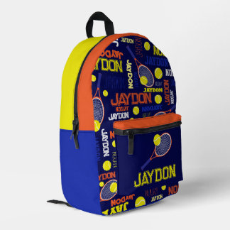 Mochila Impresa Naranja deportivo de tenis nombre personalizado am