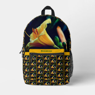 Mochila Impresa Naranja Flor amarilla amarilla personalizada