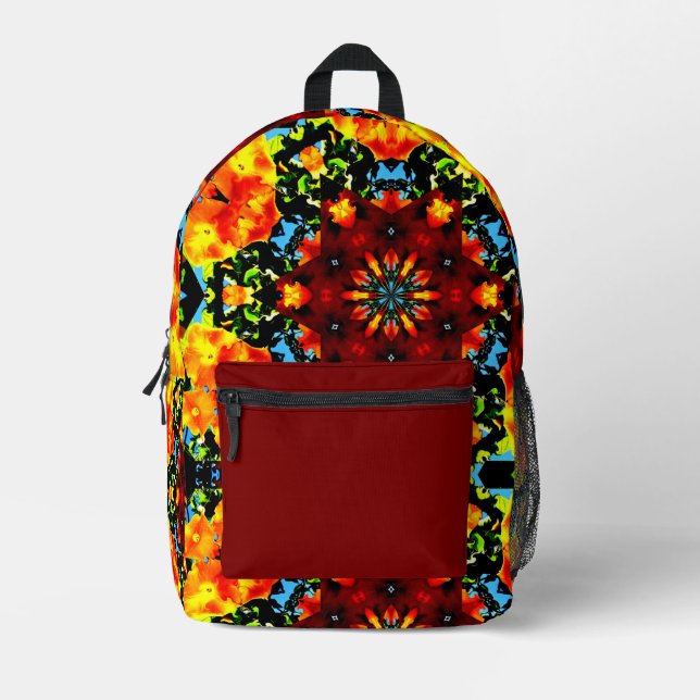 Mochila Impresa Naranja Floral (Anverso)