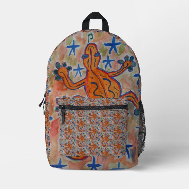 Mochila Impresa Naranja Gecko (Anverso)