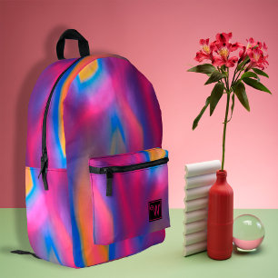 Mochila Impresa Naranja moderno de moda azul morado tinte de tinta