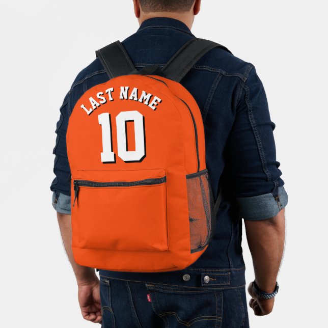 Mochila Impresa Naranja personalizado Blanco Apellido Deportivo Nú (Insitu (Modelo))