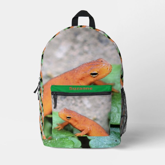 Mochila Impresa Naranja Rojo Eft Salamander Animal Personalizado (Anverso)