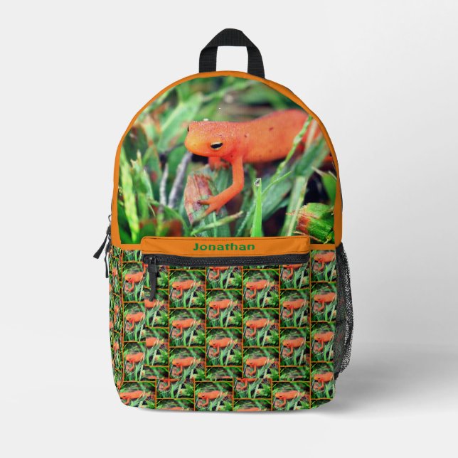 Mochila Impresa Naranja Salamander Animal Personalizado (Anverso)