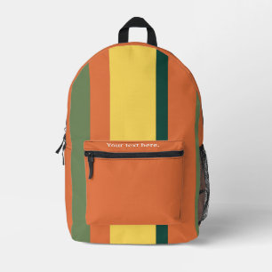 Mochila Impresa Naranja verde de rayas amarillas