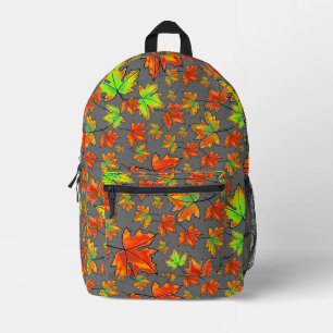 Mochila Impresa Naranja verde rojo otoño hojas de arce