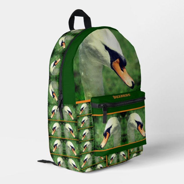 Mochila Impresa Naturaleza del cisne blanco real personalizada (Esquina izquierda trasera)