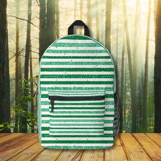 Mochila Impresa Nature Green White Horizontal Glitter Stripes (Subido por el creador)