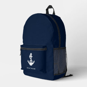 Mochila Impresa Nautical Anchor Boat Name Any Color Personalizado