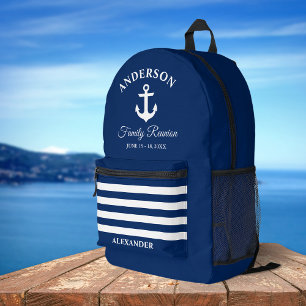 Mochila Impresa Nautical Anchor Family Reunion Nave Blue Stried