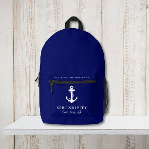Mochila Impresa Nautical Boat Anchor Capta Azul De La Marina