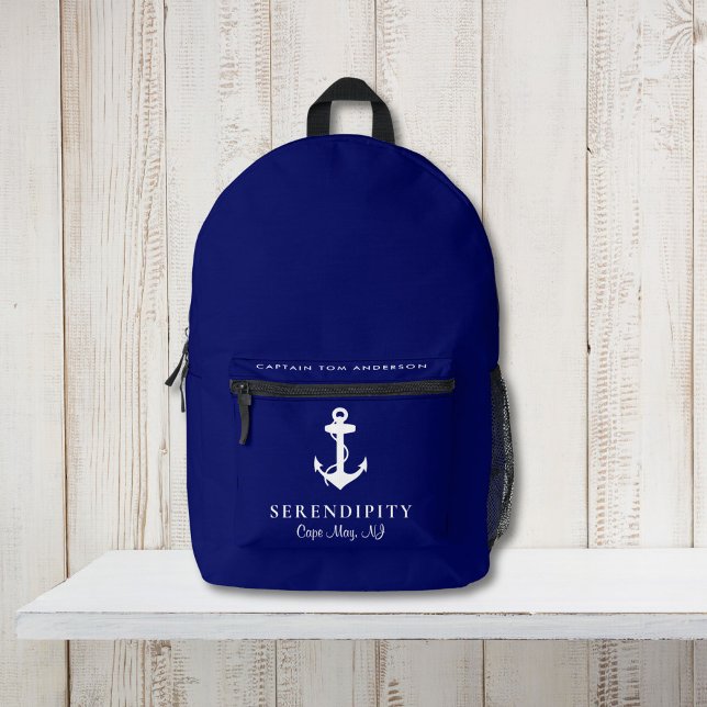 Mochila Impresa Nautical Boat Anchor Capta Azul De La Marina (Subido por el creador)