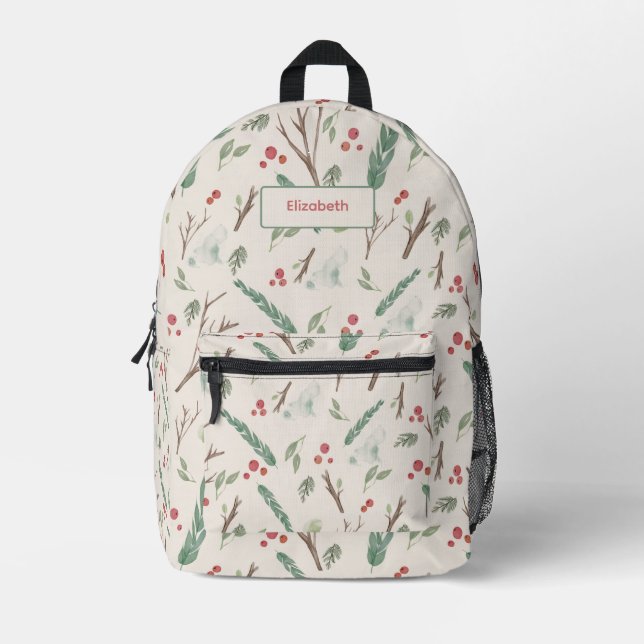 Mochila Impresa Navidades de Berry Botánicos Sencillos Patterados (Anverso)